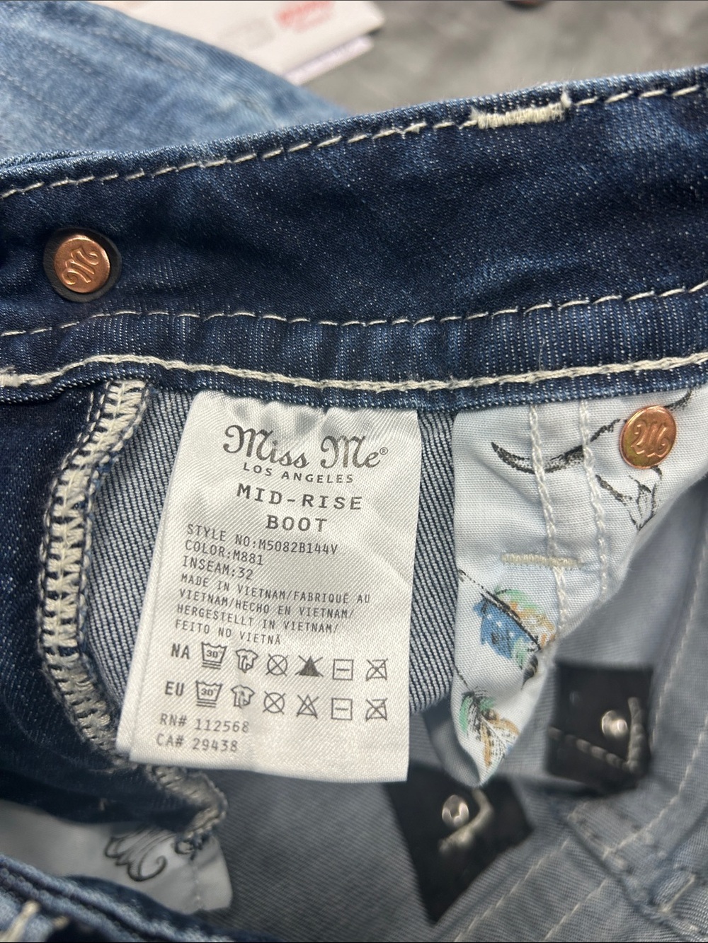 Miss Me Light Blue Embellished Back Pocket Flare Jeans - Picture 5 of 6